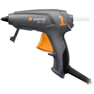 Pistolet à colle chaude Steinel GlueMatic 1007 avec 6 bâtons de colle, gris/orange.