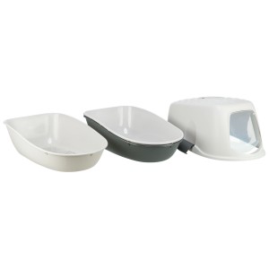 Maison de toilette pour chat Trixie Berto Top avec système de séparation, composée de 2 bacs et d'un insert de tamis.