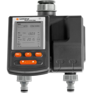 Gardena MultiControl duo: Computer per irrigazione per due aree giardino con display.