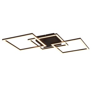 Plafonnier LED noir moderne avec éléments carrés réglables (52,6x52,6 cm).
