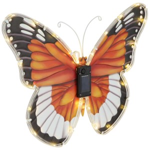 Lampe solaire LED papillon multicolore en plastique, 24,5x35cm, pour une décoration d'ambiance.