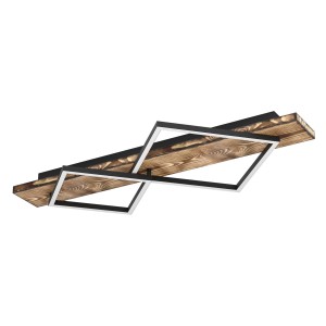 Plafoniera LED rustica Eglo Boyal, nero/marrone, 78x40 cm. Lampada da soffitto moderna per soggiorno, camera da letto o corridoio.