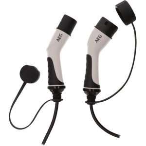 Câble de charge AEG Type 2, 5 m, avec capuchon de protection pour voitures électriques.