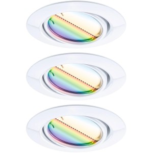 Paulmann Urail Lot de 3 spots encastrables LED, Smart Home Zigbee, RGBW, dimmable, 90mm.