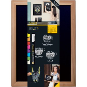 Tableau noir Securit Woody Marron 40x30 cm avec craie, cadre en bois. Idéal pour les inscriptions créatives.