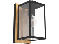 Eglo Aussen-Wandleuchte Budrone Schwarz/Holz E27 / 1 x 40 W