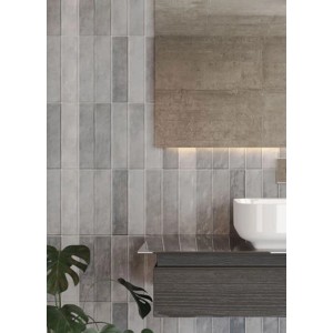 Eurostone Carrelage mural Santorin faience Grise brillante 7,5 x 30 cm