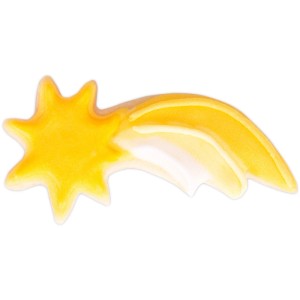 Gelbe, glänzende Kometen-Ausstechform aus Edelstahl, 6 cm, mit Stern und Schweif, für Kekse.