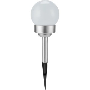 Lampe solaire blanche Bojano avec piquet, Ø 10 cm, LED. Éclairage décoratif de jardin.