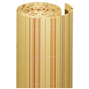 Stuoia frangivista in PVC effetto bambù arrotolata, 180x300 cm, ideale per balcone e giardino.