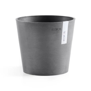 Pot de fleurs gris Ecopots Amsterdam, Ø 17 cm, idéal pour l'intérieur et l'extérieur.