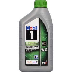 Bouteille grise 1L d'huile moteur Mobil ESP 5W-30 pour moteurs essence et diesel.