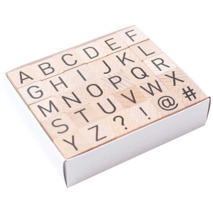 Stempel-Set ABC mit 30 Holzstempeln (Alphabet & Sonderzeichen) für Bastelfreunde.
