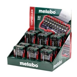 Metabo Bitbox SP 32 pièces en présentoir : jeu de forets avec code couleur et porte-embout magnétique.