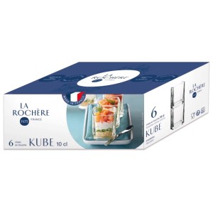 Set di bicchieri La Rochere Kube, 6 bicchieri da 10 cl nella scatola, ideale per antipasti e dessert.