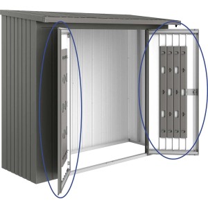 Pack porte Biohort pour WoodStock 230, gris quartz métallisé, avec serrure à cylindre à poignée tournante.