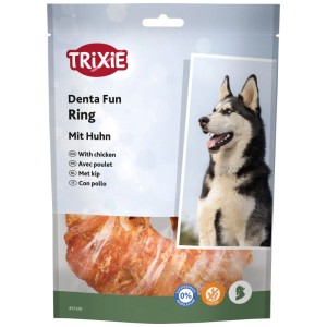 Trixie Kauring Denta Fun Huhn, 110g. Hunde-Kaustreifen zur Zahnpflege mit Hühnchen.