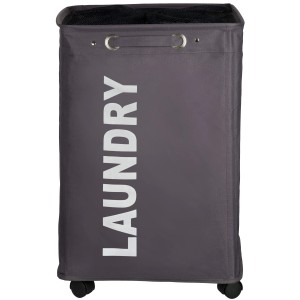 Cesto portabiancheria Wenko Quadro grigio 79 l con ruote e protezione.