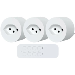 Steffen Prise télécommandée sans fil, lot de 3 avec télécommande, blanc, max. 2500W.