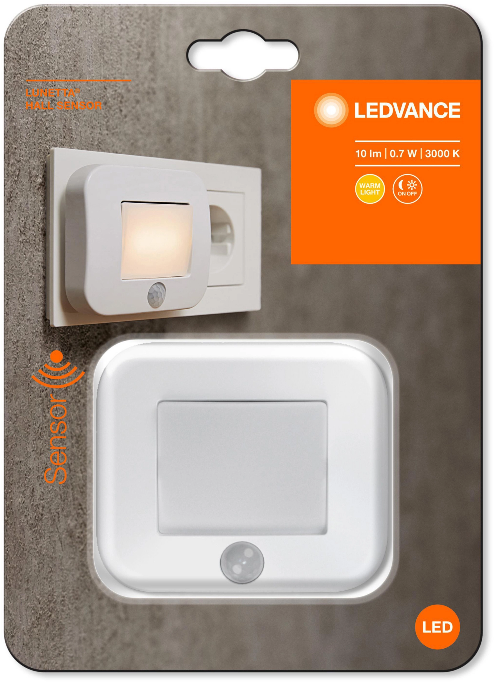 Ledvance Luce notturna Lunetta presa LED Hall Sensore Bianco caldo Movimento