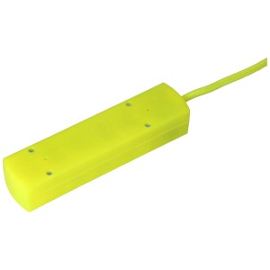 maxTEX Steckdosenleiste, 5-fach, fluo-gelb, 2m Kabel. Auffällige Stromversorgung für den Innenbereich.