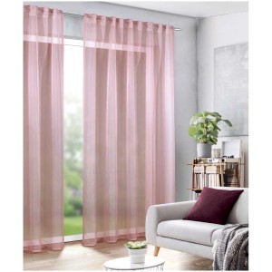 Sciarpa rosa con passanti Sylvia, 245x135 cm, con nastro per tende da finestra.