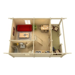Plan : Abri de jardin en bois brut Alpholz Lillehammer avec auvent.