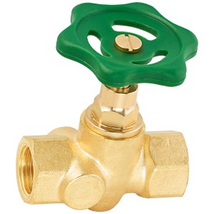 Vanne d'arrêt en laiton 18,6 mm avec poignée verte pour la régulation des conduites d'eau.