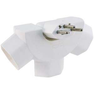Adaptateur Steko 3 prises T13 en étoile, inclinable et avec sécurité enfant.