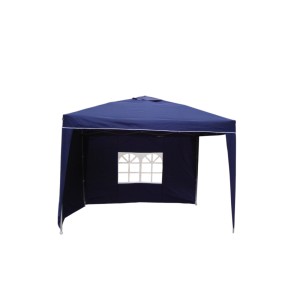 Gazebo pieghevole Pop-Up blu in poliestere/alluminio, 300x300 cm, con finestra.