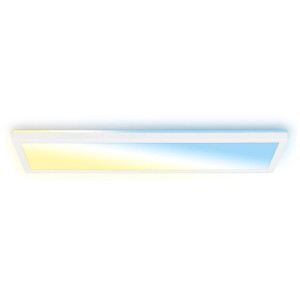 Plafonnier LED blanc rectangulaire Briloner Kada avec changement de couleur et rétroéclairage, 58x20 cm.