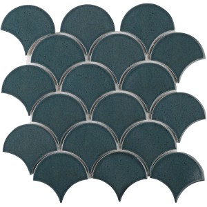 Mosaïque éventail Castello bleu foncé : Carrelage en céramique pour murs intérieurs.