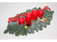 Adventsgesteck mit 4 Kerzen Rot-Gold Ø 45 cm