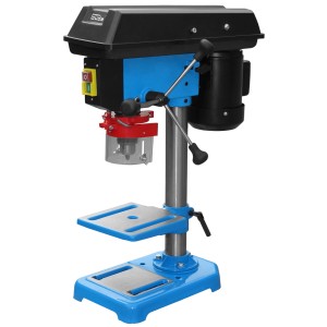 Trapano a colonna blu GTB 13/355 con mandrino e protezione trucioli.