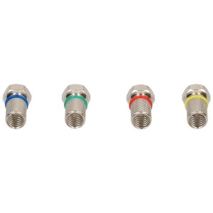 Schwaiger Connecteurs F 7 mm, 4 pièces, avec marquages colorés pour câbles d'antenne.