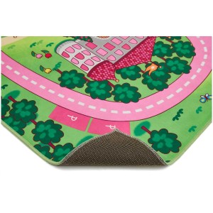 Tappeto gioco per bambini Andiamo Wonderland, 140x200 cm, con strade e parcheggi.