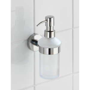 Dispenser sapone a muro Wenko Bosio, 200ml, acciaio inox lucido, vetro satinato.