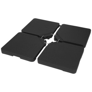 Piastre di peso per base ombrellone, set da 4, in plastica nera, riempibili per maggiore stabilità.