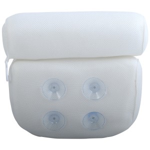 Oreiller de bain blanc MSV Sally avec ventouses pour un bain relaxant.
