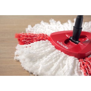 Tête de rechange Vileda Turbo 2en1 pour balai à franges, microfibre, rouge/blanc.