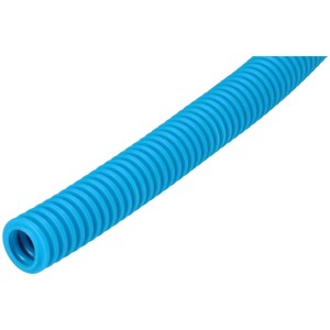 Tube électrique ondulé bleu M20 en polypropylène, longueur 10 m, pour installation électrique.