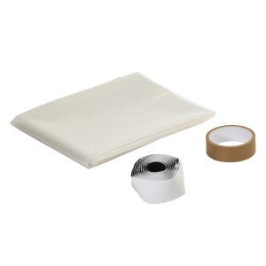 Wolfcraft kit de sas anti-poussière, 3 pièces : film de construction, ruban adhésif et fermeture éclair pour rénovation sans poussière.