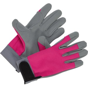 Guanti da giardino rosa taglia 7, guanti da lavoro con velcro, grigi e rosa.