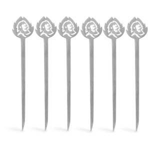 Spiedini per hamburger Burnhard, 6 spiedini in acciaio inox per hamburger e grigliate.