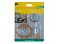 Wolfcraft Drahtbürsten-Set Messing / 3-tlg.