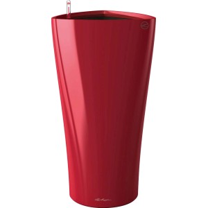 Pot de fleurs Lechuza Delta Premium rouge brillant, 30x30x56 cm, pour intérieur.