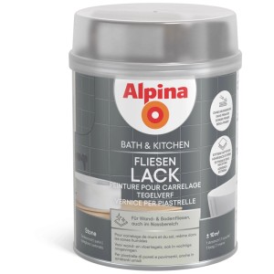 Dose Alpina Fliesenlack Bath & Kitchen Stone, geeignet für Wand- und Bodenfliesen.