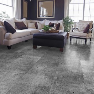 Carrelage Classen Ceramin Neo Vario Urbana aspect pierre, posé dans le salon.