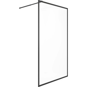Paroi de douche à l'italienne baliv DUK-120.81, 120x195 cm, avec cadre noir et barre de stabilisation.