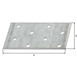 Connecteur plat, acier galvanisé Sendzimir, 80x40 mm, avec trous pour assemblage bois.